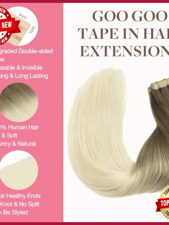 24 Inch Tape In Hair Extensions, Remy Human Hair, 40 Pieces, Skin Weft main image 6